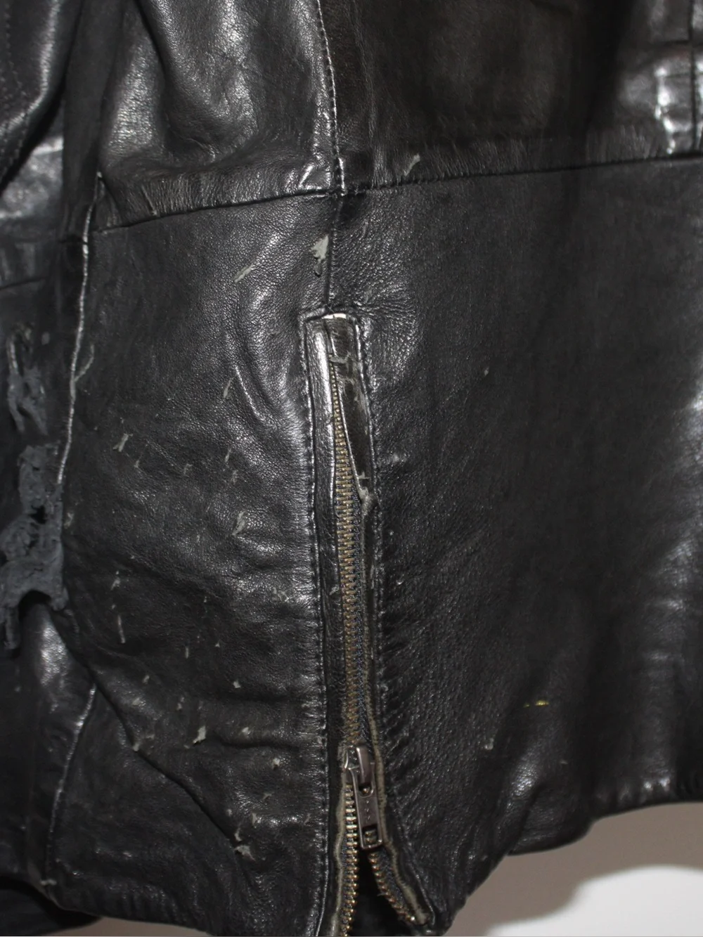 VINTAGE thrifted Diesel Men's Black Distressed Leather Jacket